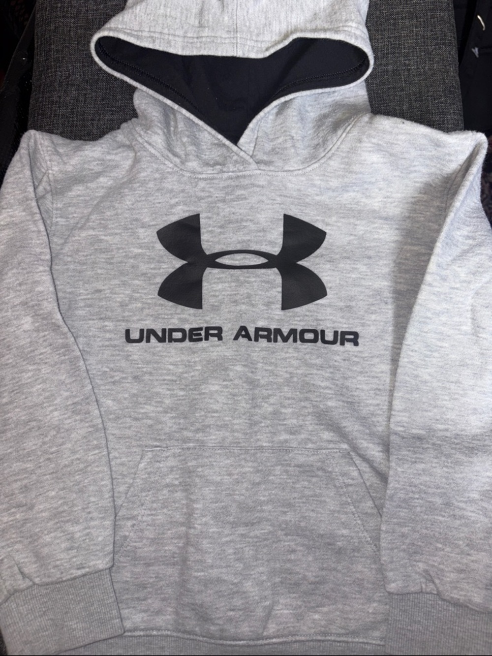 Under Armour Light Gray Hoodie with Black Logo